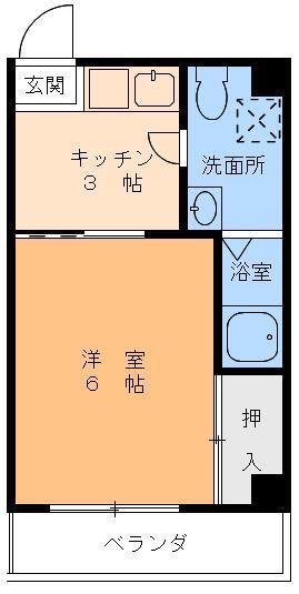 花繁ビル(1K/5階)の間取り写真