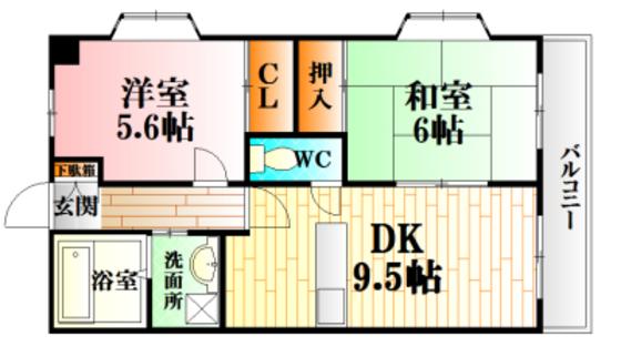 第三岡田ビル(2DK/2階)の間取り写真