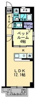 ウイング21 I(1LDK/8階)の間取り写真