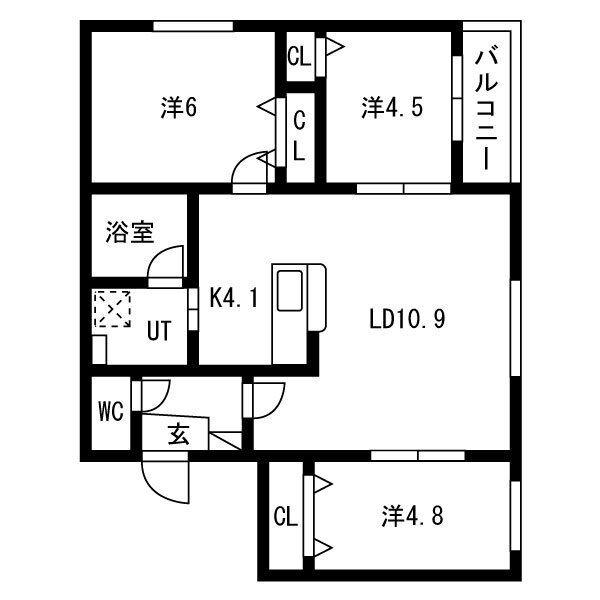 エクセルコア(3LDK/2階)の間取り写真