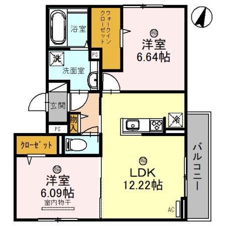 冨士屋 壱番館(2LDK/3階)の間取り写真
