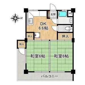 メルベーユ(2DK/2階)の間取り写真