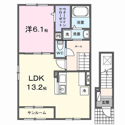 グランスクエア(1LDK/2階)の間取り写真