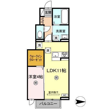 グランディイグニスVI(1LDK/1階)の間取り写真