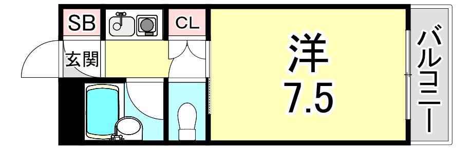 エトールIII(ワンルーム/1階)の間取り写真