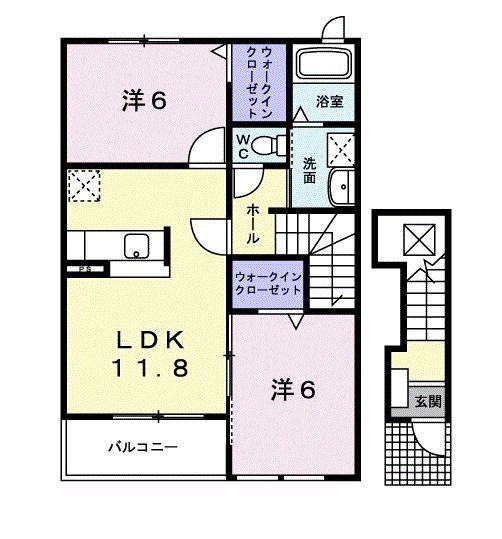 M.Kマンション VIII(2LDK/2階)の間取り写真