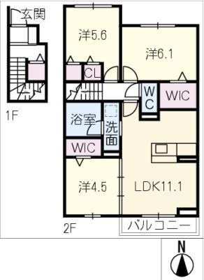 パストラル(3LDK/2階)の間取り写真