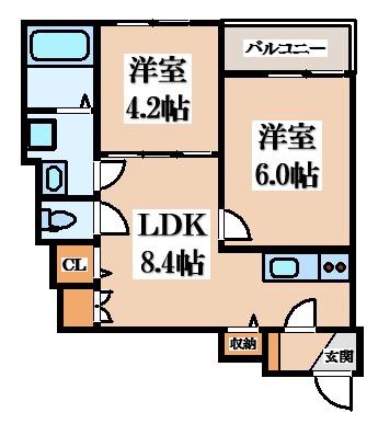F ASECIA BONHEUR(2DK/3階)の間取り写真
