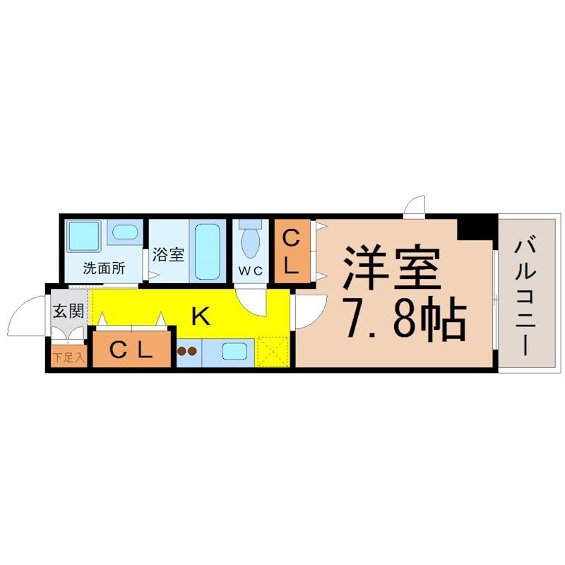ヴィラパーク鶴舞(1K/2階)の間取り写真