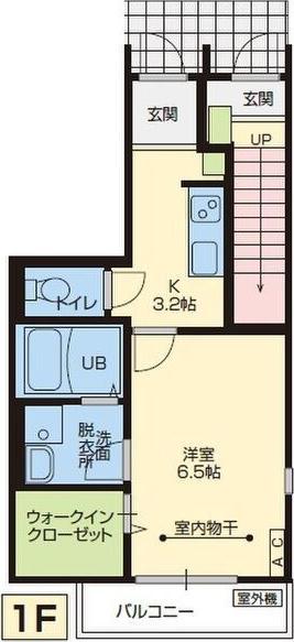 ハーモニー(1K/1階)の間取り写真