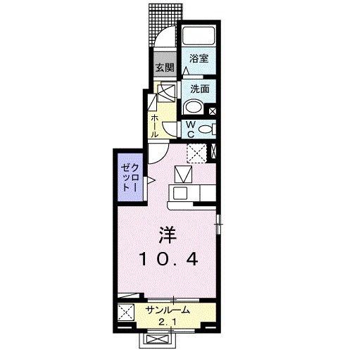 ミニヨン(ワンルーム/1階)の間取り写真