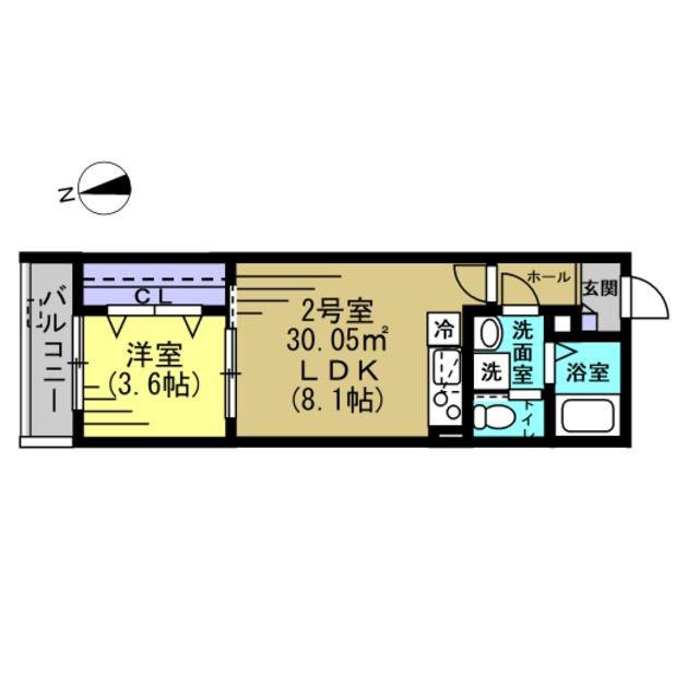 CAREL浜野B(1LDK/3階)の間取り写真