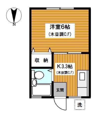 サンライズ東寺尾III(1K/1階)の間取り写真