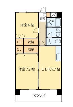 第5ジーオンビル(2LDK/3階)の間取り写真