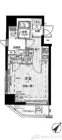 プレールドゥーク押上TOWER CITY(1K/2階)の間取り写真