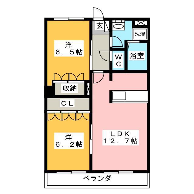 エクセレントMINI B(2LDK/1階)の間取り写真