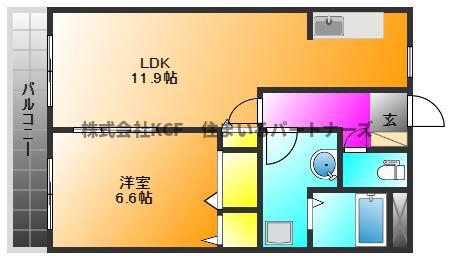 EKビル(1LDK/3階)の間取り写真