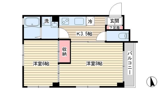 ブランモンターニュ石坂(2K/4階)の間取り写真