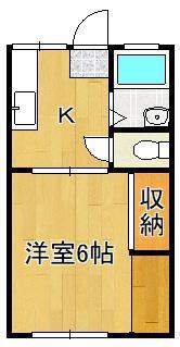 パナハイツカトレア(1K/1階)の間取り写真