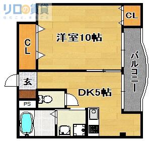 ワールドKビル(1DK/4階)の間取り写真