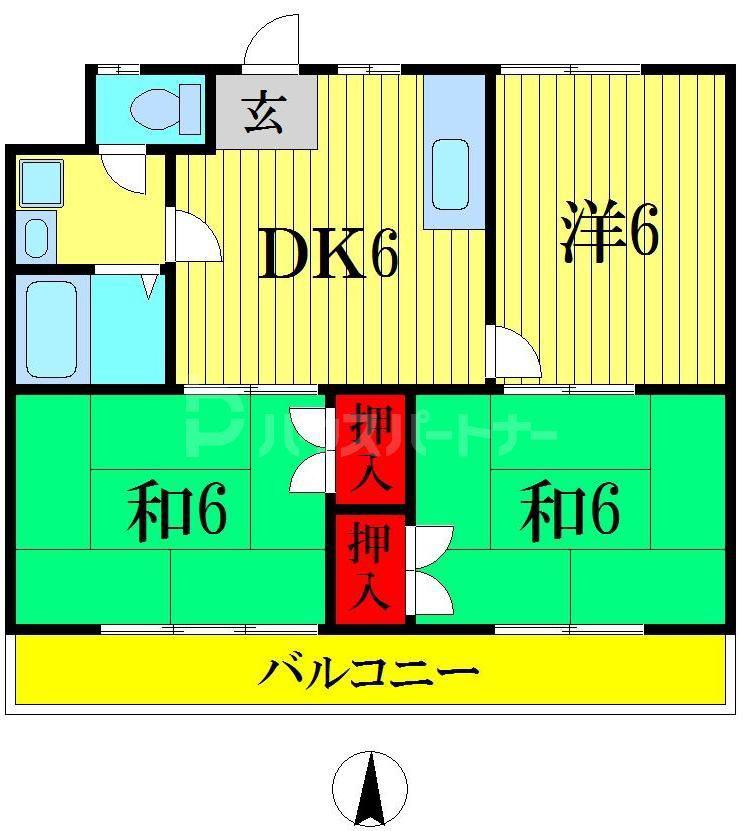 大幸マンション(3DK/4階)の間取り写真