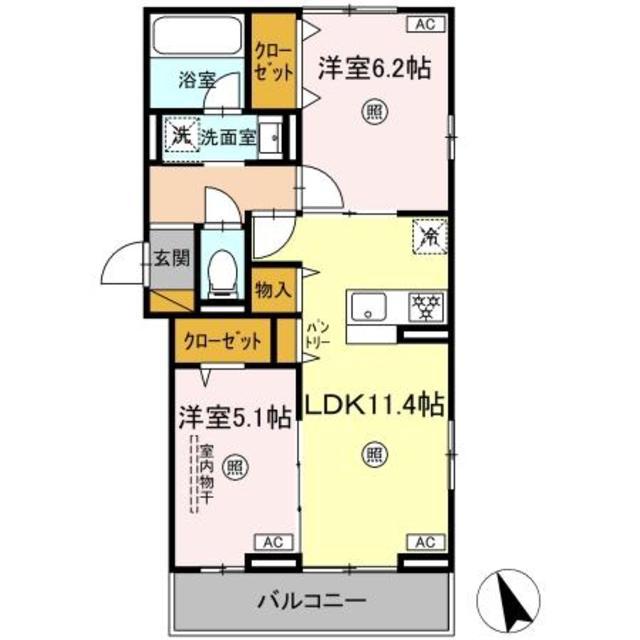 D-CORAL(2LDK/2階)の間取り写真