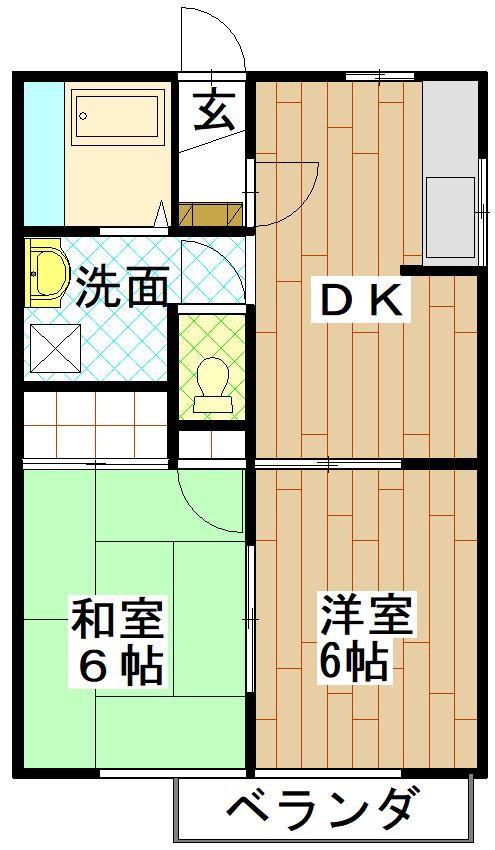 エステート城西(2DK/1階)の間取り写真