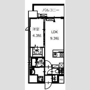 QUINTET NAMBA(1LDK/11階)の間取り写真