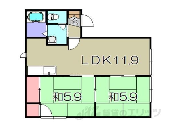 きぬがさ21(2LDK/1階)の間取り写真