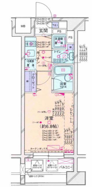 パレステュディオドルチェ本駒込(1K/14階)の間取り写真