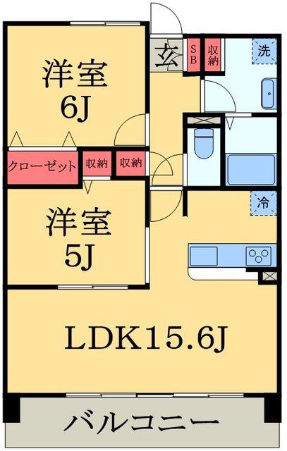 セディアヴィラージュII(2LDK/1階)の間取り写真