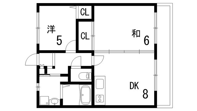 メープルハウス(2DK/2階)の間取り写真