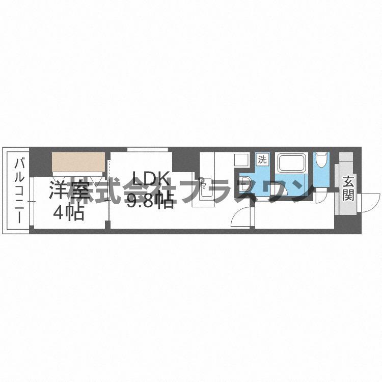 AMBITIOUS鎗屋町(1LDK/4階)の間取り写真