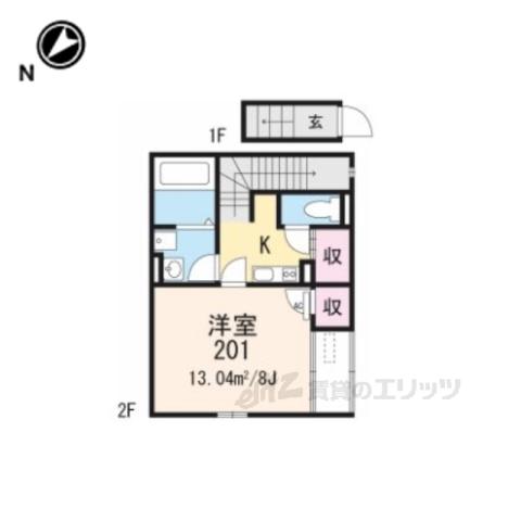 レオネクストHONEYLAKE(1K/2階)の間取り写真