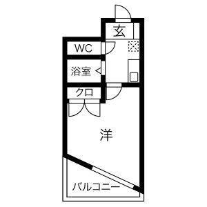 薬師ビル(1K/2階)の間取り写真