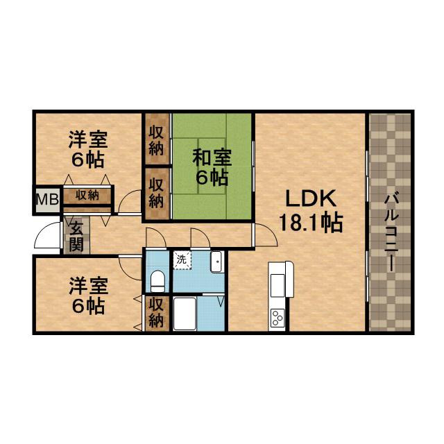 宝塚彩悠館(3LDK/5階)の間取り写真