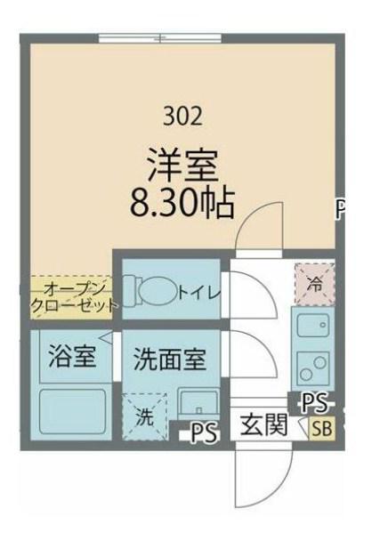 カインドネス本厚木ノース(1K/3階)の間取り写真