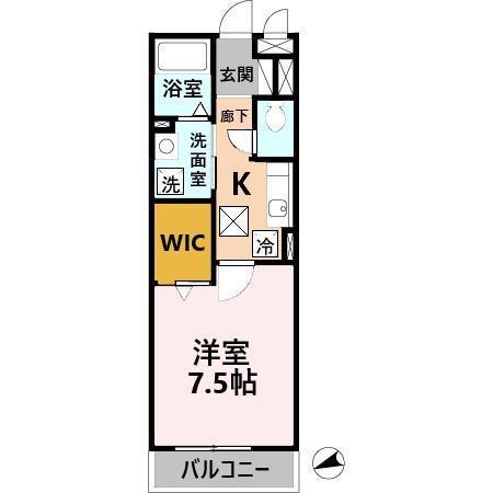 モンテリブロあさひ(1K/2階)の間取り写真
