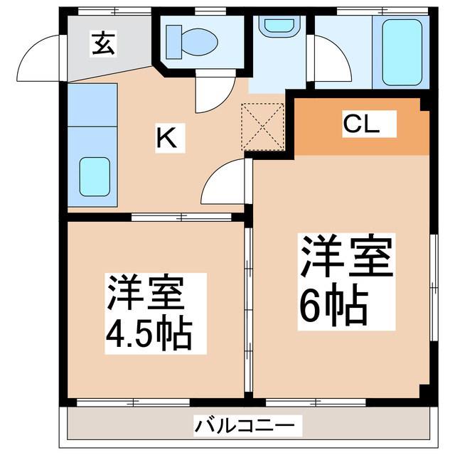 レトロ古里(2K/2階)の間取り写真