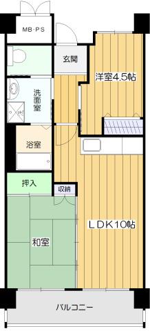 高優賃/アメニティコート岡本(2LDK/1階)の間取り写真