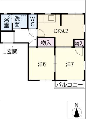 夢パレット(2DK/2階)の間取り写真