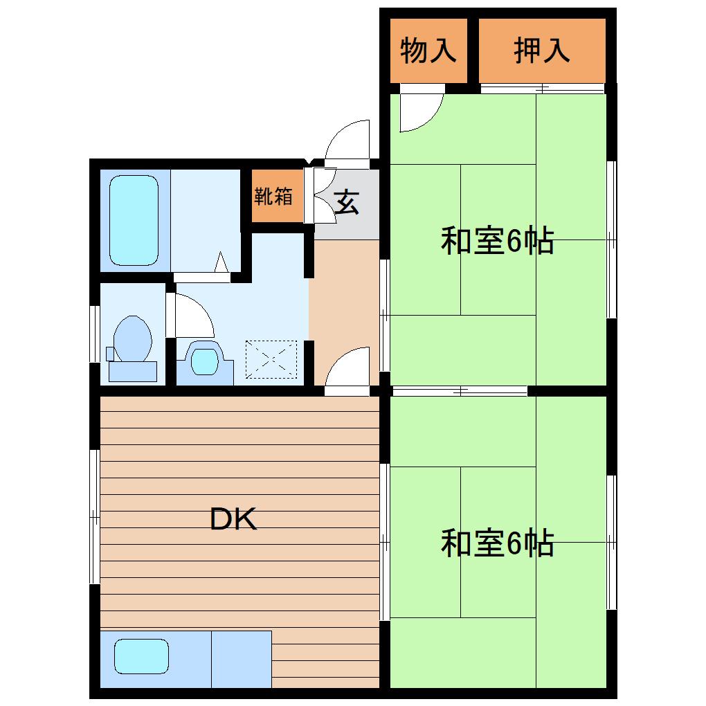 グレースプラザA(2DK/1階)の間取り写真