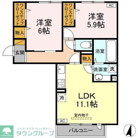 SERENO MORIYA(2LDK/3階)の間取り写真