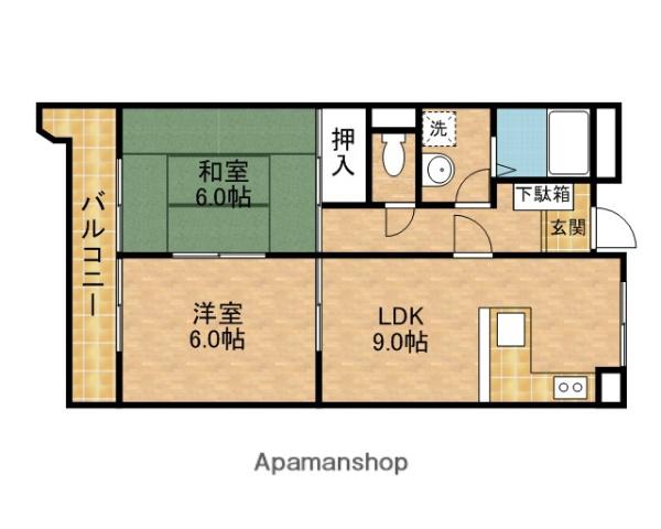 青山コーポA(2DK/3階)の間取り写真