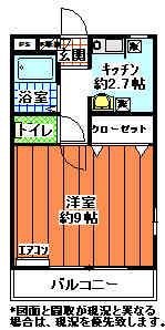 ウエストガーデンII(1K/2階)の間取り写真