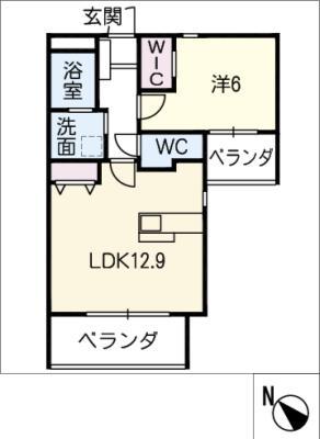 メルベーユ新切(1LDK/2階)の間取り写真