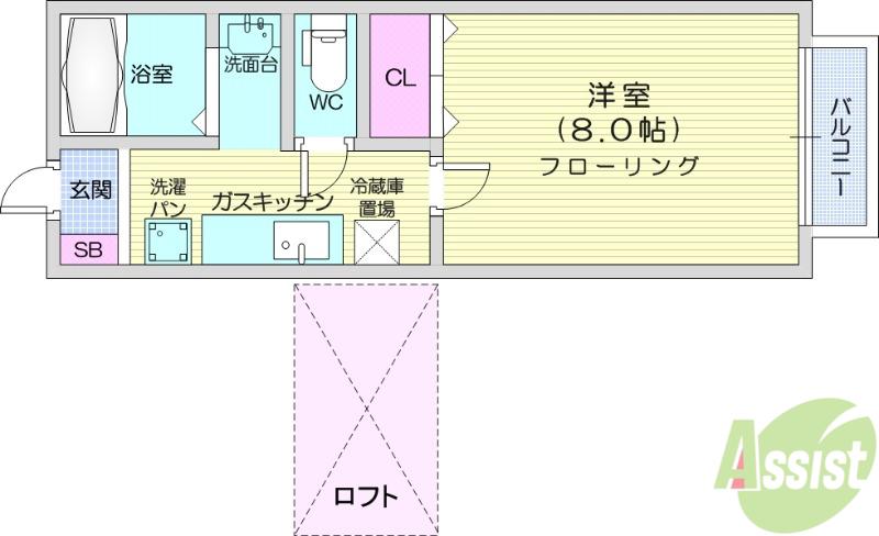 カサフロール壱番館(1K/1階)の間取り写真