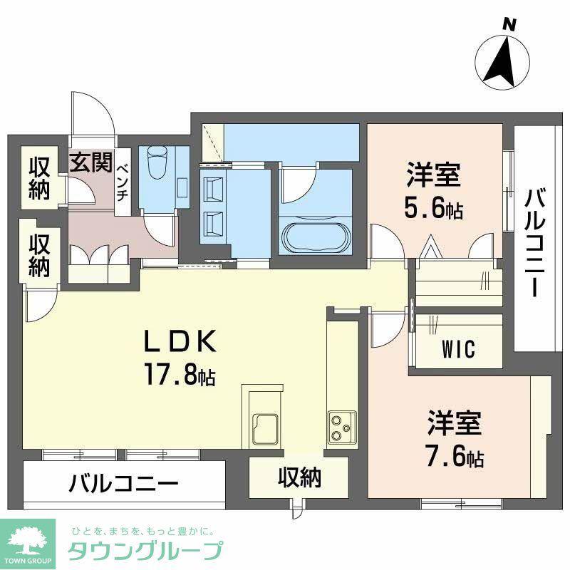 アンシャンテ長町南(2LDK/1階)の間取り写真