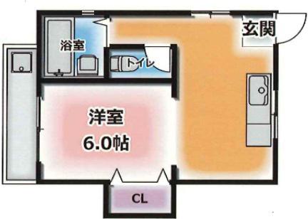 ハイツ生田(1DK/2階)の間取り写真