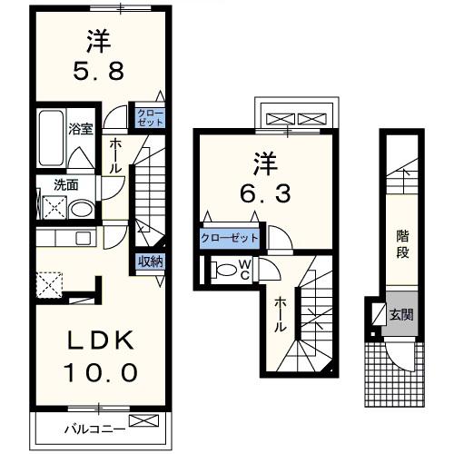 グランツ(2LDK/3階)の間取り写真